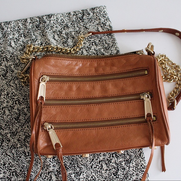 Rebecca Minkoff Handbags - Rebecca Minkoff • Camel 5 Zip Mini Crossbody Bag